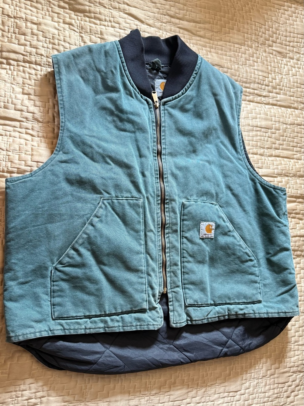 Carhartt VTG Men's V02 HTG-Quilt Lined Canvas Vest - Green, XXL